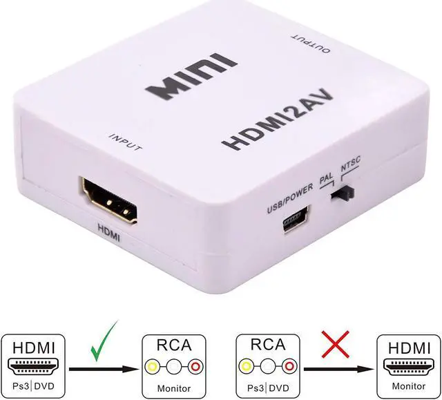 Alt view image 2 of 7 - Werleo 1080P HDMI to AV 3RCA CVBs Composite Video Audio Converter Adapter Supporting PAL / NTSC with USB Charge Cable for PC Laptop Xbox PS4 PS3 TV STB VHS VCR Camera DVD White