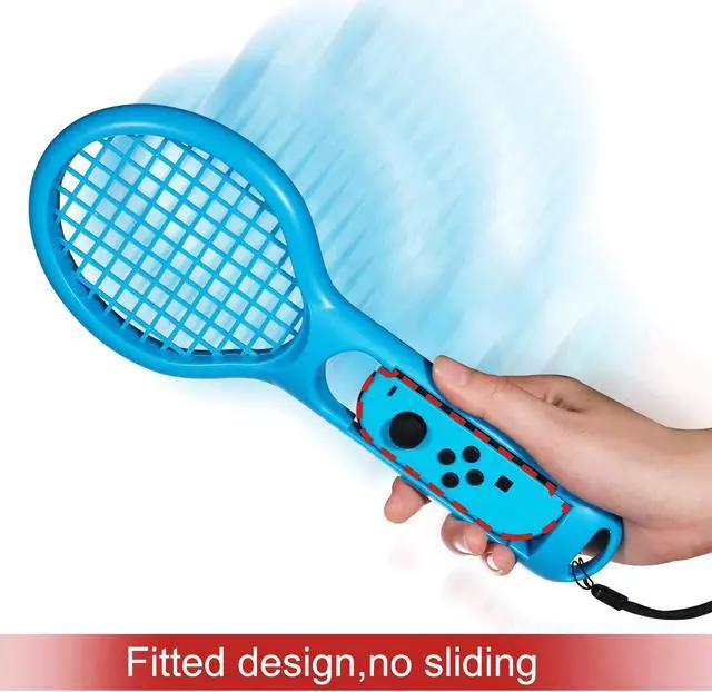 Alt view image 3 of 7 - Tennis Racket for Nintendo Switch Werleo Twin Pack Tennis Racket for N-Switch Joy-Con Controllers for Mario Tennis Aces Game Blue & Red