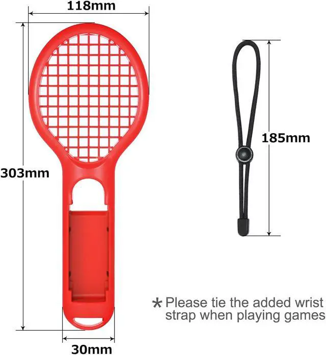 Alt view image 6 of 7 - Tennis Racket for Nintendo Switch Werleo Twin Pack Tennis Racket for N-Switch Joy-Con Controllers for Mario Tennis Aces Game Blue & Red