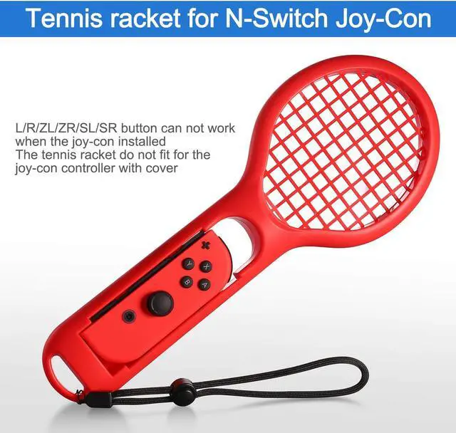 Alt view image 5 of 7 - Tennis Racket for Nintendo Switch Werleo Twin Pack Tennis Racket for N-Switch Joy-Con Controllers for Mario Tennis Aces Game Blue & Red