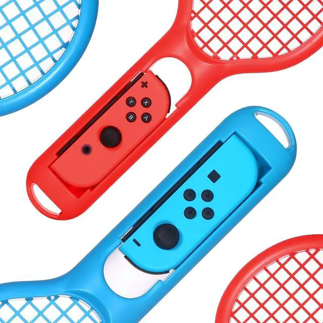Alt view image 7 of 7 - Tennis Racket for Nintendo Switch Werleo Twin Pack Tennis Racket for N-Switch Joy-Con Controllers for Mario Tennis Aces Game Blue & Red