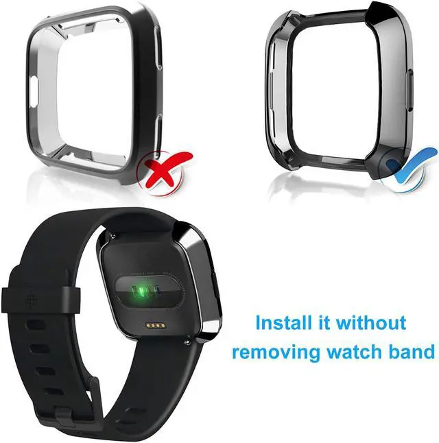 Alt view image 3 of 7 - [New Version] Case for Fitbit Versa Soft TPU Protective Full Cover Shell Bumper Case Protector for Fitbit Versa Smartwatch