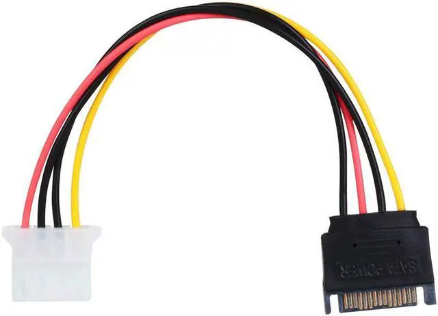 Alt view image 3 of 5 - SATA Power Cable Adapter 3 Pack SATA 15 Pin Male to Molex LP4 Female Power Cable 8-inch