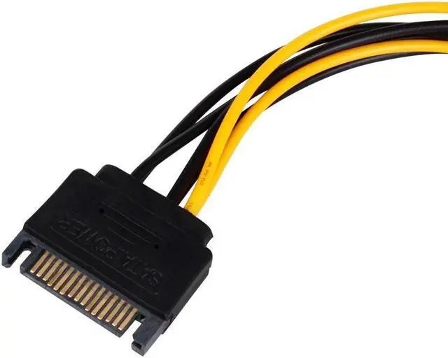 Alt view image 3 of 5 - Werleo SATA 15 pin to 6 Pin Power Cable 3-Pack 15 pin SATA to 6 pin pci Express power Adapter cable - 8 Inch