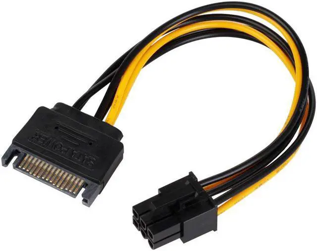 Alt view image 5 of 5 - Werleo SATA 15 pin to 6 Pin Power Cable 3-Pack 15 pin SATA to 6 pin pci Express power Adapter cable - 8 Inch