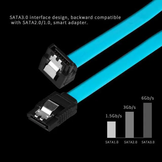 Alt view image 2 of 6 - WERLEO SATA III Cable [3-Pack] SATA 6Gbps 90 Degree Cable plug with Lock Latch for With Serial ATA hard drives HDD, SSD, etc Blue - 18"