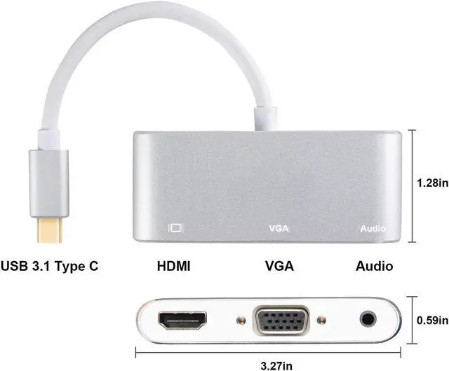Alt view image 2 of 6 - USB C to HDMI VGA Audio Adapter Werleo USB 3.1 Type C To 1080P VGA 4K HDMI Digital AV Adapter Video Converter for Macbook Pro 2017 Google Chromebook Pixel DELL Sony LG HDTV Samsung S8 S8 Plus and More