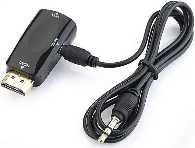Alt view image 6 of 6 - Werleo Gold-Plated HDMI to VGA Converter Adapter with 3.5mm Audio for PC Laptop DVD Desktop and other HDMI Input Devices - Black