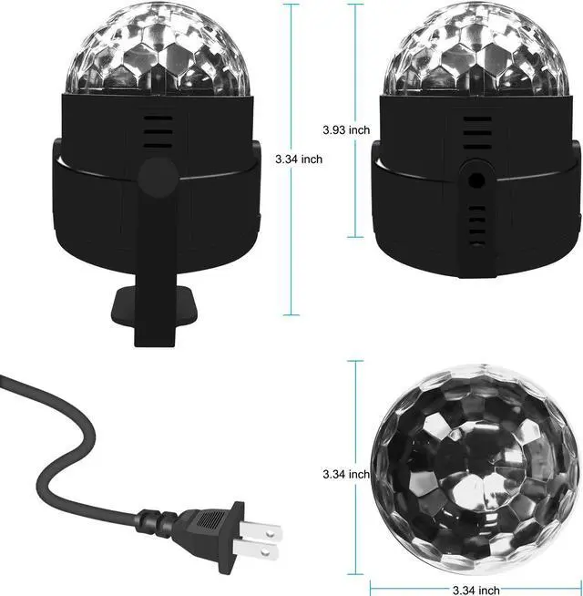 Alt view image 2 of 7 - 4 Pack LED Stage Party Lighting Werleo 7 Color Changing Sound Active 3W RGB Auto Rotating Mini Crystal LED Dream Magic Ball for Disco DJ, Show, Xmas KTV, Wedding, Club Pub, Theater