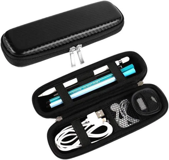 Alt view image 4 of 6 - Apple Pencil Case Holder Apple Pen Accessories (1 Pouch For Pencil Tips) Elastic Strap Sleeve Hard Pocket Protective Carrying Case for Usb Cable Earphone Samsung Stylus iPad Pro Pen Pencil Holder