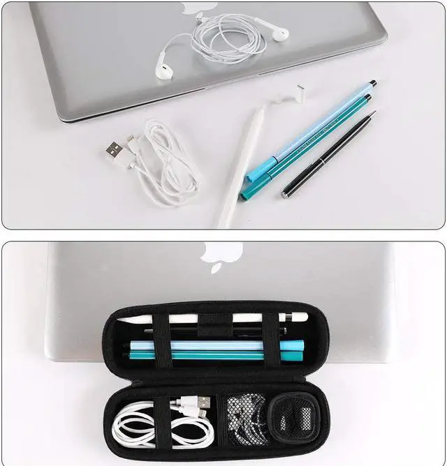 Alt view image 2 of 6 - Apple Pencil Case Holder Apple Pen Accessories (1 Pouch For Pencil Tips) Elastic Strap Sleeve Hard Pocket Protective Carrying Case for Usb Cable Earphone Samsung Stylus iPad Pro Pen Pencil Holder