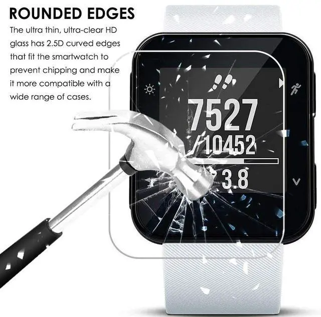 Alt view image 3 of 7 - 3 Pack ERELO Screen Protector Compatible Garmin Forerunner 35 Tempered Glass Film Anti-Scratch High Definition Full Coverage Cover for Smartwatch