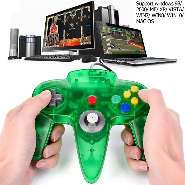 Alt view image 7 of 7 - Classic N64 Controller Werleo N64 Wired USB PC Game pad Joystick, N64 Bit USB Wired Game stick Joy pad Controller for Windows PC MAC Linux Raspberry Pi 3 Sega Genesis Higan Jungle Green