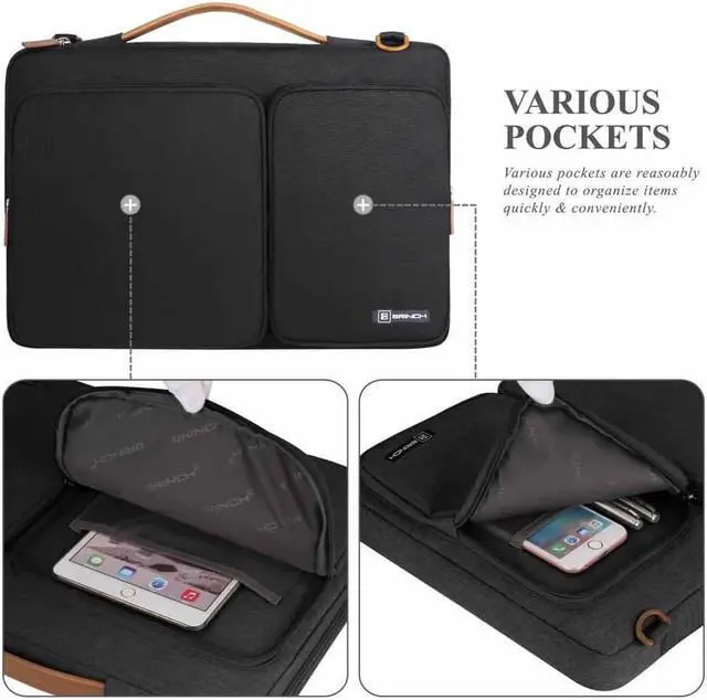 Alt view image 2 of 7 - Werleo 15.6-Inch Multi-functional Portable Laptop Sleeve Case Shoulder Messenger Bag Briefcase with Luggage Strap for 15-15.6 Inch Laptop MacBook Chromebook Computers Notebook