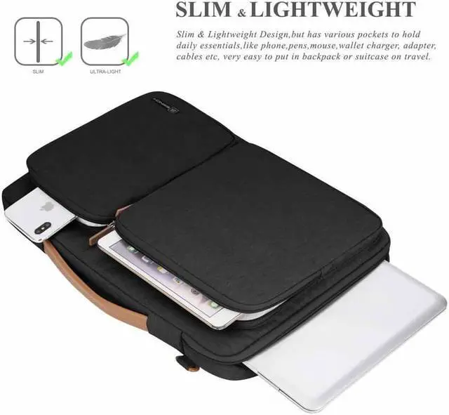 Alt view image 5 of 7 - Werleo 15.6-Inch Multi-functional Portable Laptop Sleeve Case Shoulder Messenger Bag Briefcase with Luggage Strap for 15-15.6 Inch Laptop MacBook Chromebook Computers Notebook