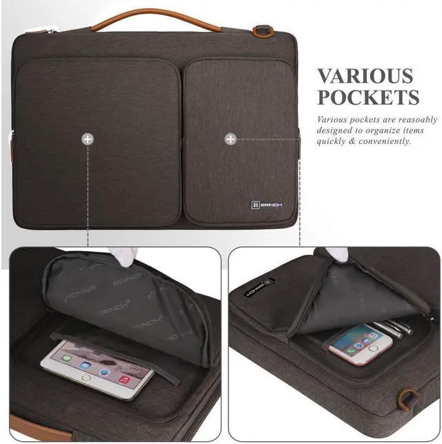 Alt view image 2 of 6 - Werleo 13.3 Inch Multi-functional Portable Laptop Sleeve Case Shoulder Messenger Bag Briefcase with Luggage Strap for 13 -13.3 Inch Laptop MacBook Chromebook Computers Notebook