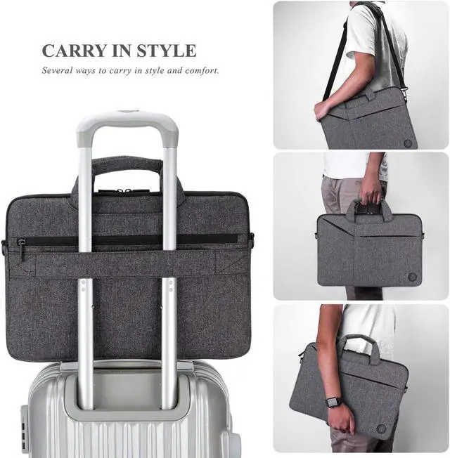 Alt view image 3 of 7 - 13 - 14 Inch Laptop Bag Slim Waterproof Laptop Messenger Bag Portable Laptop Sleeve Case Shoulder Bag Briefcase Handbag with Strap for 13" Macbook Pro Air Surface Book Notebook Computer Men Women