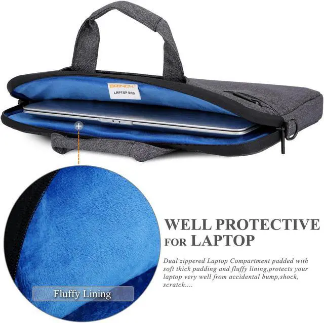 Alt view image 4 of 7 - 13 - 14 Inch Laptop Bag Slim Waterproof Laptop Messenger Bag Portable Laptop Sleeve Case Shoulder Bag Briefcase Handbag with Strap for 13" Macbook Pro Air Surface Book Notebook Computer Men Women
