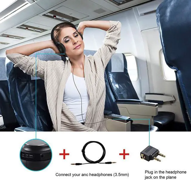 Alt view image 6 of 7 - Active Noise Cancelling Bluetooth Headphones WERLEO HiFi Stereo Wireless Over Ear Headset Comfortable Earpad Aircraft Adapter Built-in Noise Canceling Microphone 48 Hour Playtime