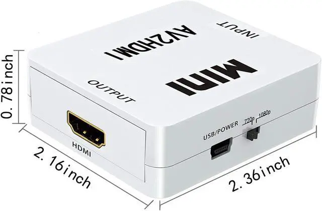 Alt view image 3 of 6 - RCA to HDMI Werleo 1080P Mini RCA Composite CVBS AV to HDMI Video Audio Converter Adapter Supporting PAL/NTSC with USB Charge Cable for PC Laptop Xbox PS4 PS3 TV STB VHS VCR Camera DVD