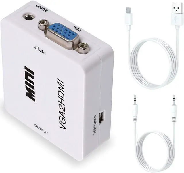 Alt view image 6 of 7 - VGA to HDMI Adapter Werleo 1080P Full HD Mini VGA to HDMI Audio Video Converter Adapter Box With USB Cable and 3.5mm Audio Port Cable Support HDTV for PC Laptop Display Computer Mac Projector