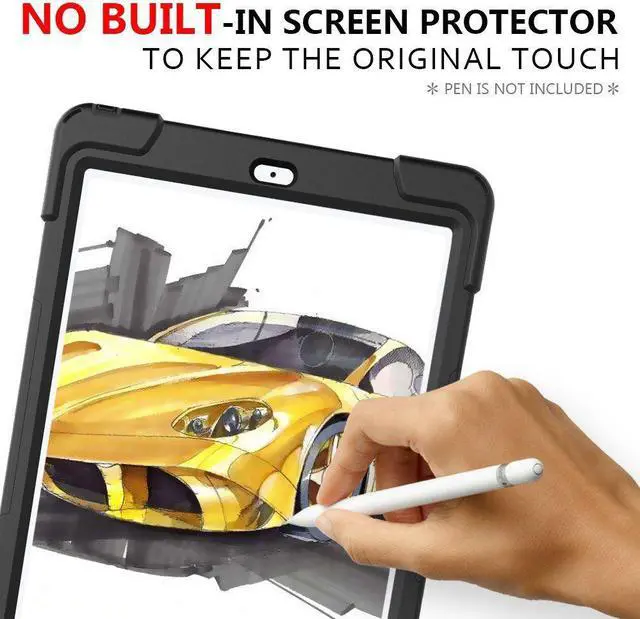 Alt view image 6 of 7 - New iPad 9.7 2018 2017 Case 5th 6th Generation Three Layer Heavy Duty Soft Silicone Hard Bumper Case with Kickstand and Shoulder strap Shockproof Durable Rugged Case for New iPad 9.7 Inch 2018 2017