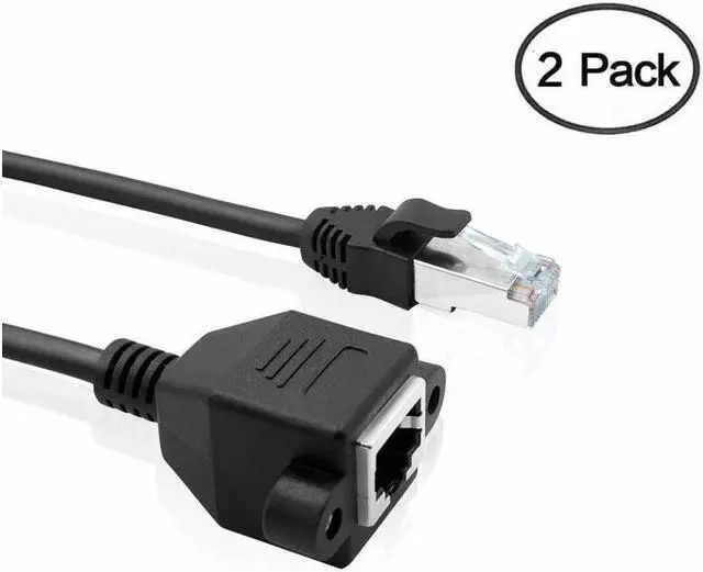 Main image of Werleo 2 packs Ethernet Extension Cable Network Cat6 Cat5e Cat5 Extension Patch Cable RJ45 Cords Shielded Male to Female Connector Cable Black 1FT / 0.3M