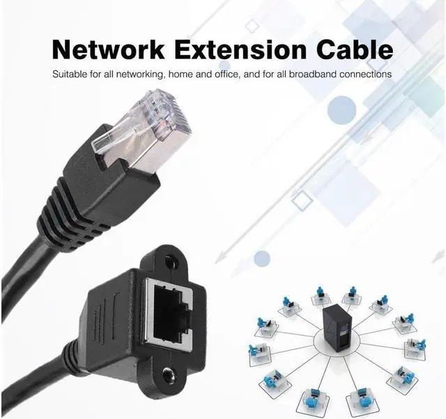 Alt view image 2 of 6 - Ethernet Extension Cable Network Cat6 Cat5e Cat5 Extension Patch Cable RJ45 Cords Shielded Male to Female Connector Cable Black - 3ft / 1m