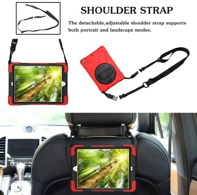 Alt view image 7 of 7 - New iPad 9.7 2018 2017 Case 5th 6th Generation Three Layer Heavy Duty Soft Silicone Hard Bumper Case with Kickstand and Shoulder strap Shockproof Durable Rugged Case for New iPad 9.7 Inch 2018 2017