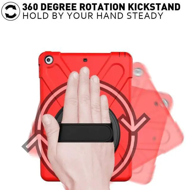 Alt view image 6 of 7 - New iPad 9.7 2018 2017 Case 5th 6th Generation Three Layer Heavy Duty Soft Silicone Hard Bumper Case with Kickstand and Shoulder strap Shockproof Durable Rugged Case for New iPad 9.7 Inch 2018 2017