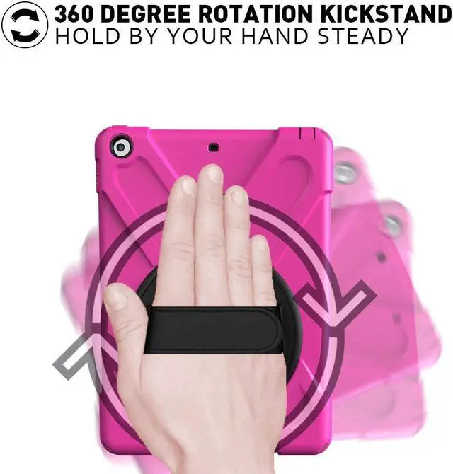 Alt view image 6 of 7 - New iPad 9.7 2018 2017 Case 5th 6th Generation Three Layer Heavy Duty Soft Silicone Hard Bumper Case with Kickstand and Shoulder strap Shockproof Durable Rugged Case for New iPad 9.7 Inch 2018 2017