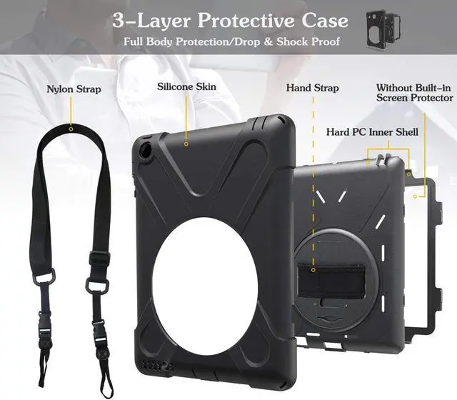 Alt view image 6 of 7 - For iPad 2 3 4 Case Heavy Duty Caryying Rugged Protective Case With Handle Hand Grip Shoulder Strap 360 Degree Stand For Kids Girl Boy Apple iPad 2nd 3rd 4th Generation Case Cover