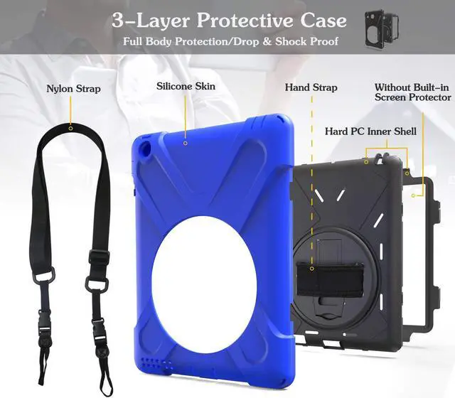 Alt view image 6 of 7 - For iPad 2 3 4 Case Heavy Duty Caryying Rugged Protective Case With Handle Hand Grip Shoulder Strap 360 Degree Stand For Kids Girl Boy Apple iPad 2nd 3rd 4th Generation Case Cover