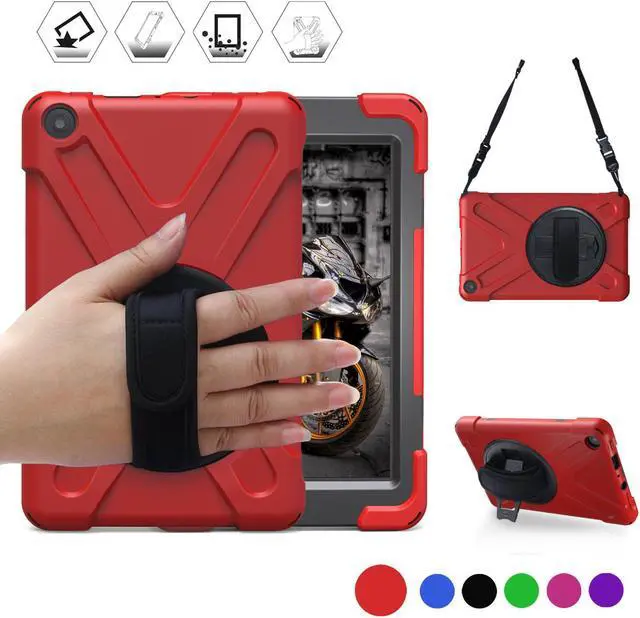 Main image of All-New Fire HD 8 2017 Release 7th Generation Only Werleo Three Layer Armor Defender Full Body Protective Case Cover with Hand strap shoulder strap For Amazon Kindle Fire HD 8 2017 Tablet Case