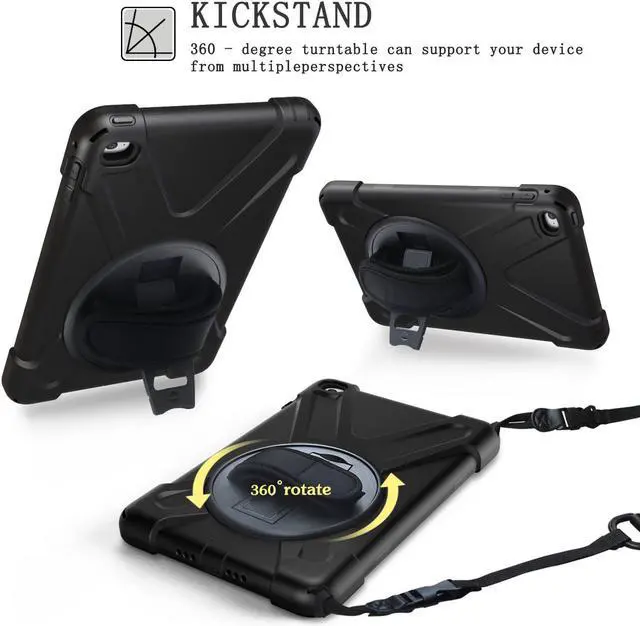 Alt view image 2 of 7 - Werleo for iPad Mini 4 Case Cover with Kickstand Adjustable Shoulder Strap Shockproof Full Body Rugged Drop Protection Silicone Hard Bumper Protective Case for iPad Mini 4th Gen a1538 a1550 Shell