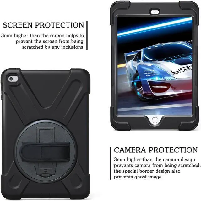 Alt view image 4 of 7 - Werleo for iPad Mini 4 Case Cover with Kickstand Adjustable Shoulder Strap Shockproof Full Body Rugged Drop Protection Silicone Hard Bumper Protective Case for iPad Mini 4th Gen a1538 a1550 Shell