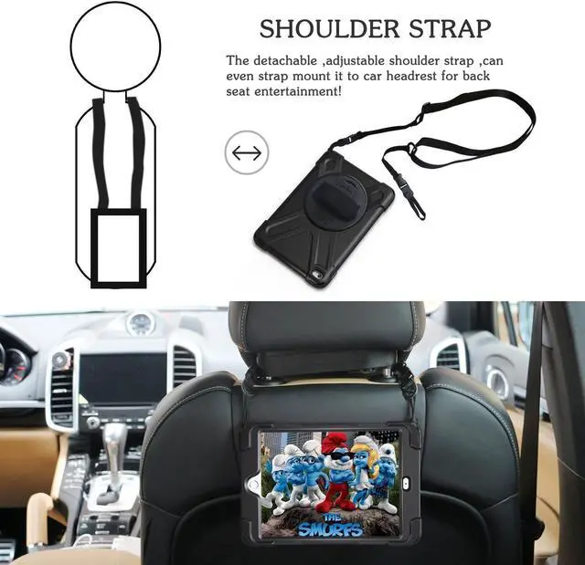Alt view image 5 of 7 - Werleo for iPad Mini 4 Case Cover with Kickstand Adjustable Shoulder Strap Shockproof Full Body Rugged Drop Protection Silicone Hard Bumper Protective Case for iPad Mini 4th Gen a1538 a1550 Shell