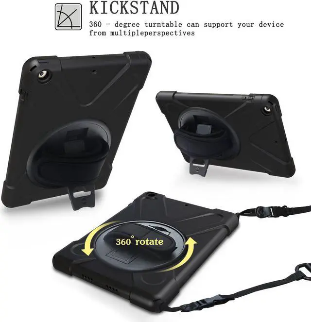 Alt view image 3 of 7 - iPad Mini Case iPad Mini 1 2 3 Case Cover with 360 Degree Rotating Kickstand Hand Grip Strap Shoulder Strap ShockProof Rugged Hybrid Protective Case For Apple iPad Mini 1 2 3 Shell