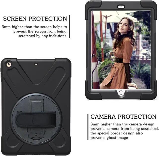 Alt view image 4 of 7 - iPad Mini Case iPad Mini 1 2 3 Case Cover with 360 Degree Rotating Kickstand Hand Grip Strap Shoulder Strap ShockProof Rugged Hybrid Protective Case For Apple iPad Mini 1 2 3 Shell