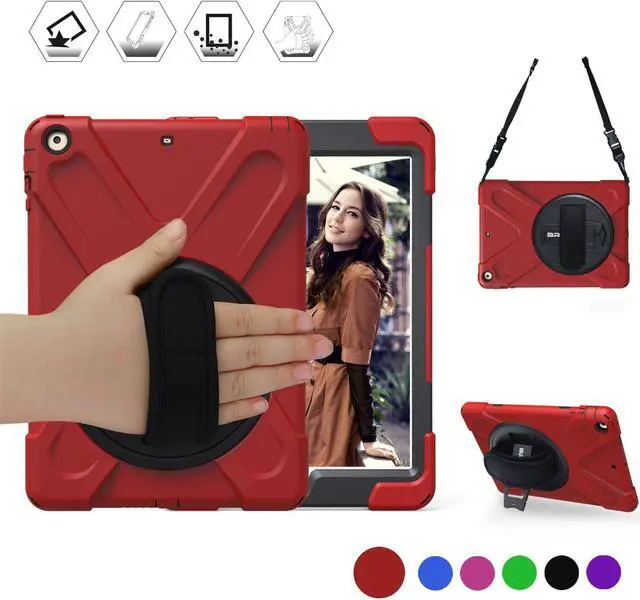 Main image of iPad Mini Case iPad Mini 1 2 3 Case Cover with 360 Degree Rotating Kickstand Hand Grip Strap Shoulder Strap ShockProof Rugged Hybrid Protective Case For Apple iPad Mini 1 2 3 Shell