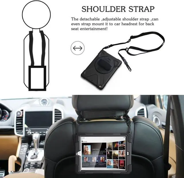 Alt view image 6 of 7 - iPad Mini Case iPad Mini 1 2 3 Case Cover with 360 Degree Rotating Kickstand Hand Grip Strap Shoulder Strap ShockProof Rugged Hybrid Protective Case For Apple iPad Mini 1 2 3 Shell