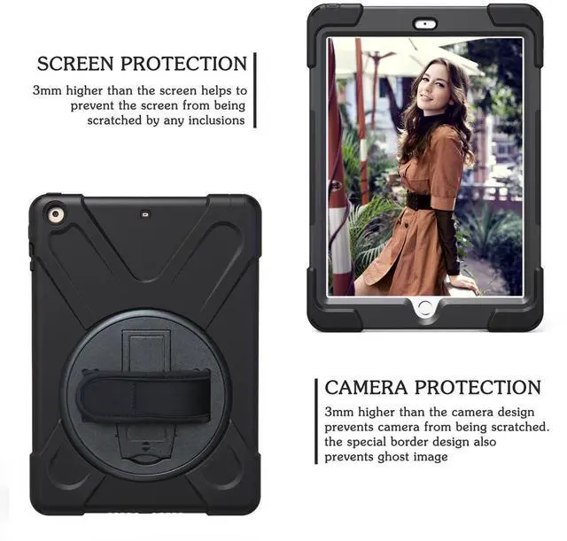 Alt view image 3 of 7 - iPad Mini Case iPad Mini 1 2 3 Case Cover with 360 Degree Rotating Kickstand Hand Grip Strap Shoulder Strap ShockProof Rugged Hybrid Protective Case For Apple iPad Mini 1 2 3 Shell