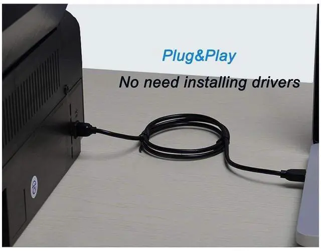 Alt view image 3 of 5 - USB Printer Cable Werleo 6ft USB 2.0 Type A Male to B Male High Speed Connectors Printer Scanner Cord A Male to B Male for Brother HP Canon Lexmark Epson Dell Xerox Samsung etc