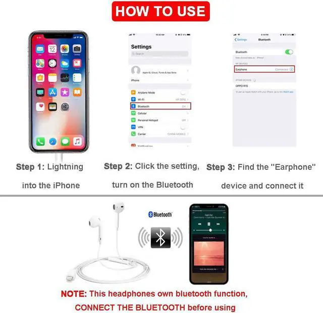 Alt view image 3 of 7 - 2 Packs Bluetooth Earphones Earbuds Headphones with Stereo Mic Remote Control for Apple iPhone X 7 Plus 8 Plus iPad iPod Samsung Galaxy and More Android Smartphones White Noise Isolating Headset