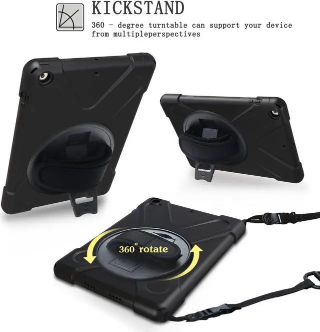 Alt view image 3 of 7 - iPad Air 2 Case iPad Air 2 Cover Heavy Duty Protective Case With 360 Degree Stand Handle Hand Grip Shoulder Strap For Apple Tablet iPad Air 2nd Generation Shockproof Cover Model A1566 A1567 Shell