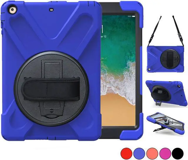 Main image of iPad Air 2 Case 2014 Release Heavy Duty Carrying Protective Case With 360 Degree Stand Handle Hand Grip Shoulder Strap For Apple Tablet iPad Air 2nd Generation Shockproof Cover Skin A1566 A1567 Shell