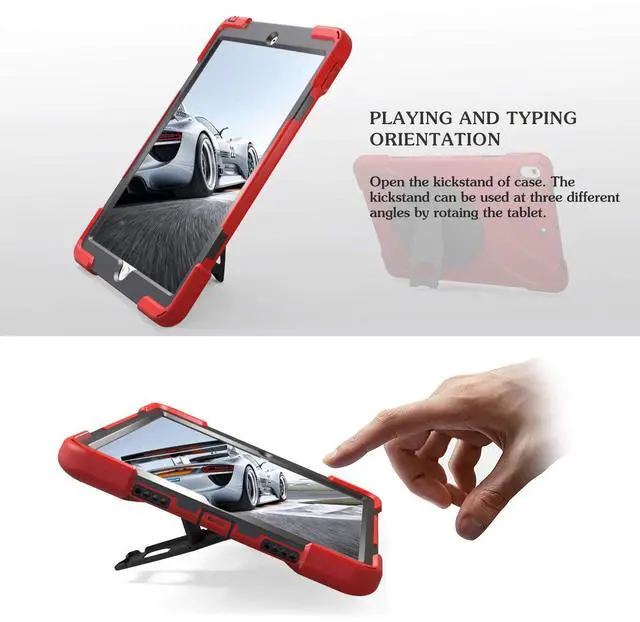 Alt view image 3 of 7 - iPad Air 2 Case 2014 Release Heavy Duty Carrying Protective Case With 360 Degree Stand Handle Hand Grip Shoulder Strap For Apple Tablet iPad Air 2nd Generation Shockproof Cover Skin A1566 A1567 Shell