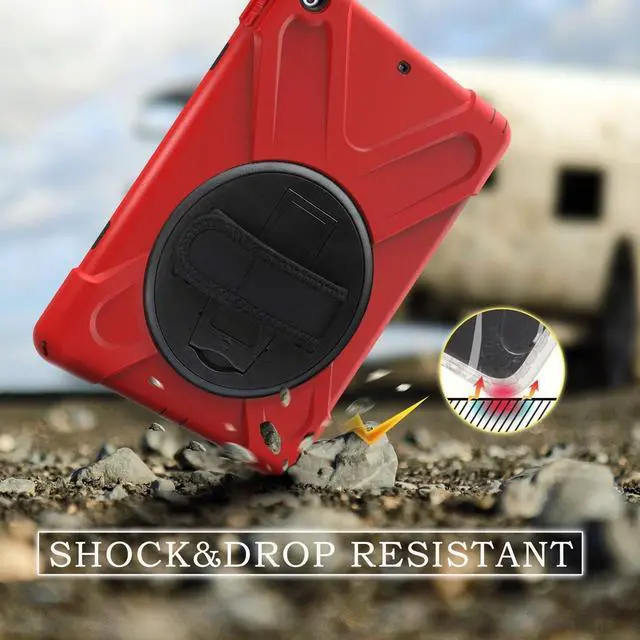 Alt view image 6 of 7 - iPad Air 2 Case 2014 Release Heavy Duty Carrying Protective Case With 360 Degree Stand Handle Hand Grip Shoulder Strap For Apple Tablet iPad Air 2nd Generation Shockproof Cover Skin A1566 A1567 Shell