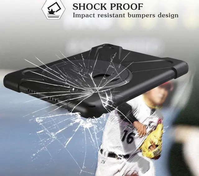 Alt view image 6 of 7 - iPad Air 2 Case 2014 Release Heavy Duty Carrying Protective Case With 360 Degree Stand Handle Hand Grip Shoulder Strap For Apple Tablet iPad Air 2nd Generation Shockproof Cover Skin A1566 A1567 Shell