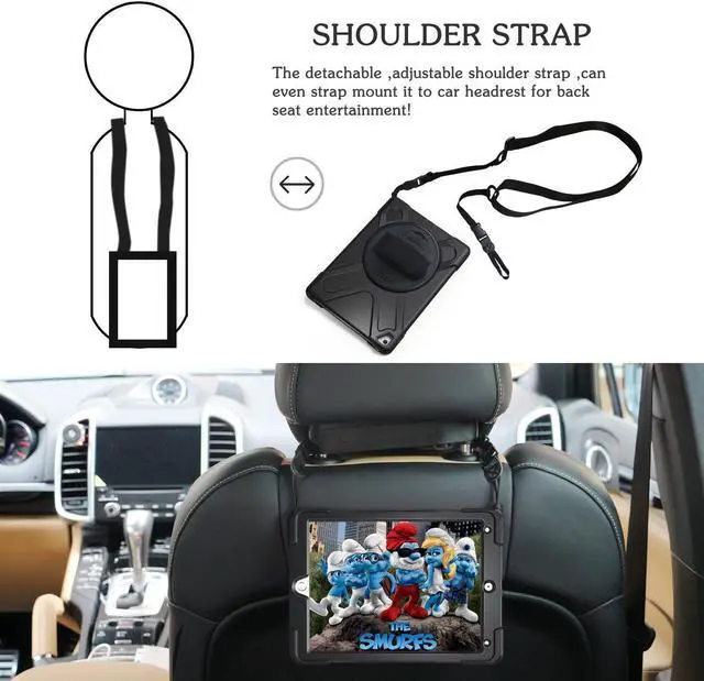 Alt view image 4 of 7 - Werleo iPad Pro 9.7 Case ipad 9.7 Case Shockproof Full-Body Heavy Duty Protective Case with a 360 Degree Swivel Kickstand Hand Strap Shoulder Strap for Apple iPad Pro 9.7 inch Model A1673 A1674 A1675